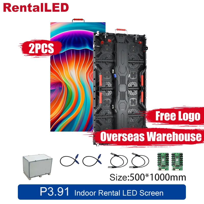 

Indoor Rental P3.91 LED Display 500×1000mm Free Logo Overseas Warehouse Stage Concert Background LED Video Wall 3 Years Warranty