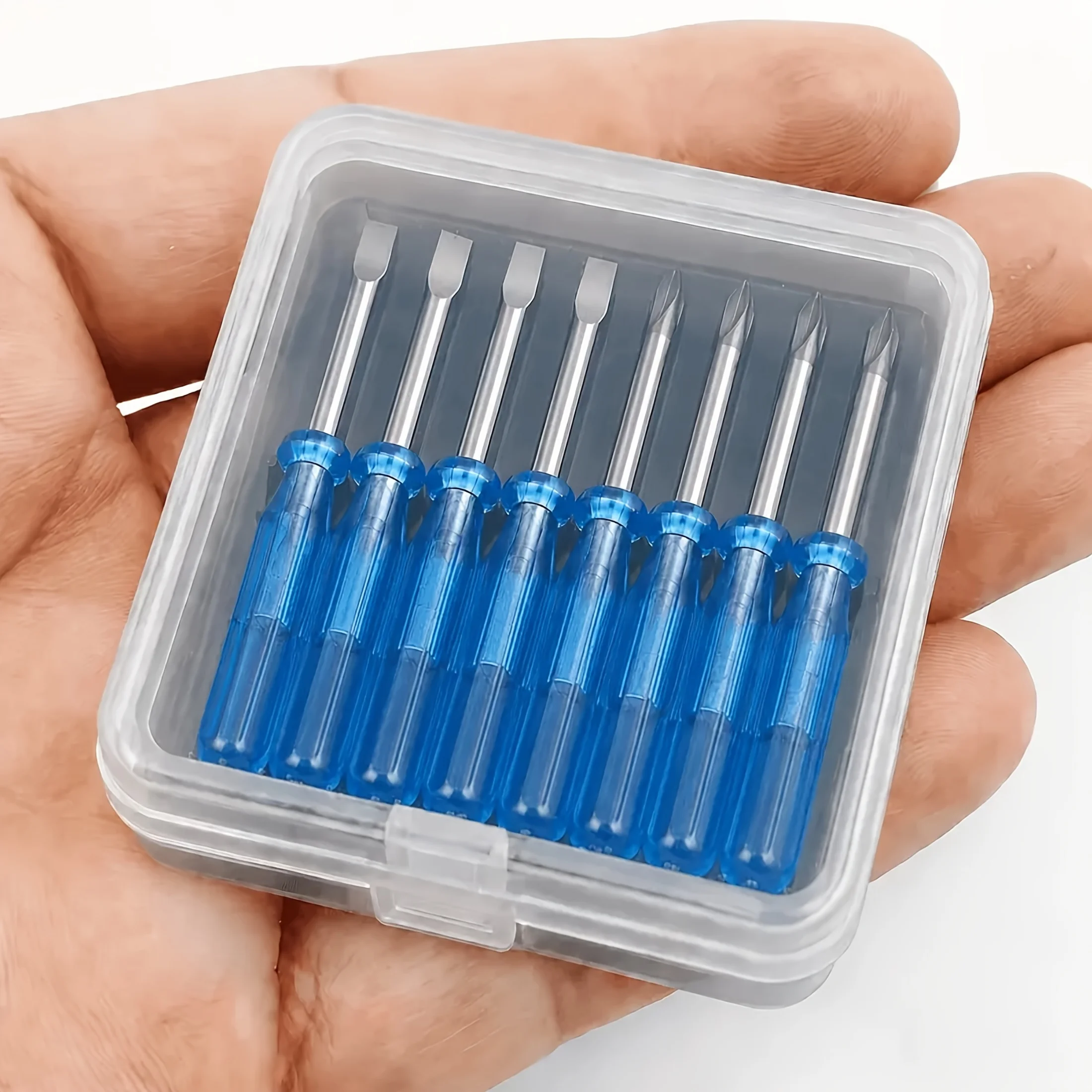 9pcs/17pcs (4 Flathead + 4 Phillips + 1 Plastic Case / 8 Flathead + 8 Phillips + 1 Plastic Case) Mini Screwdriver Set, Suitable