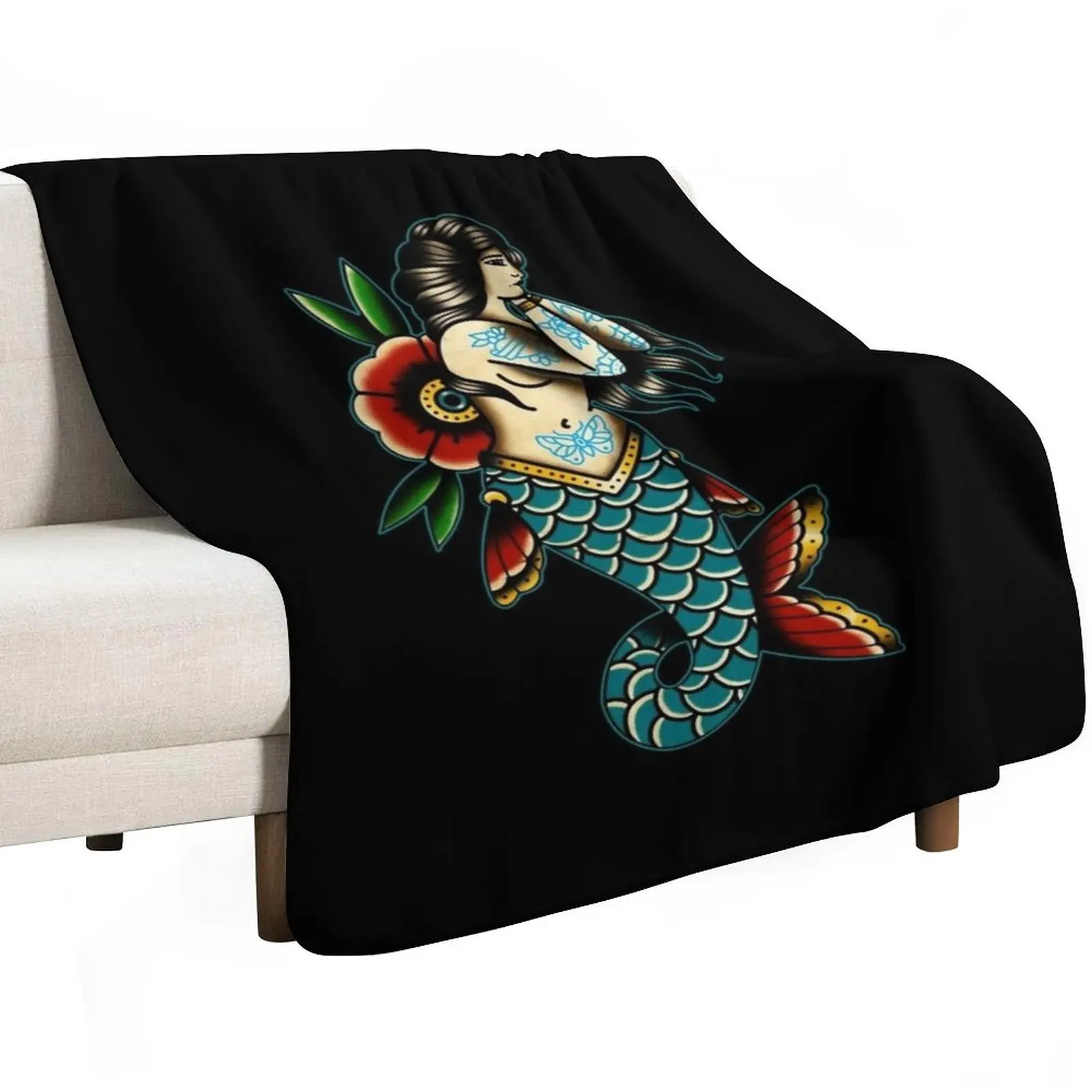 Sailor Jerry Mermaid Throw Blanket Hairys Decorative Sofas Decorative Throw Quilt Heavy Moving Blankets