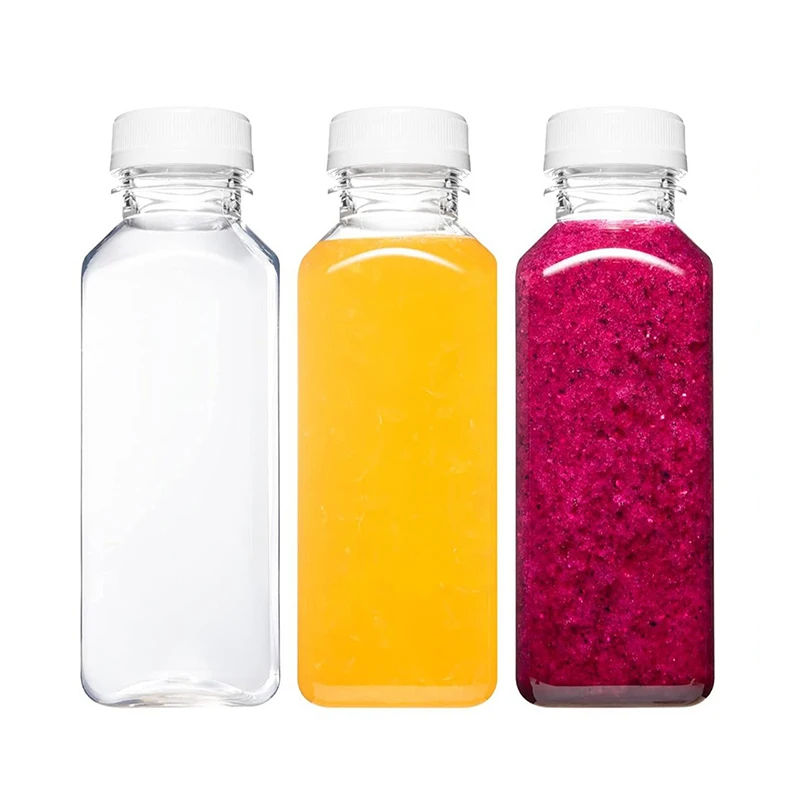 Empty Plastic Juice Bottles With Caps Water Bottles Clear Bulk Drink Containers With Lids Juicing Drinking Milk Jam Container