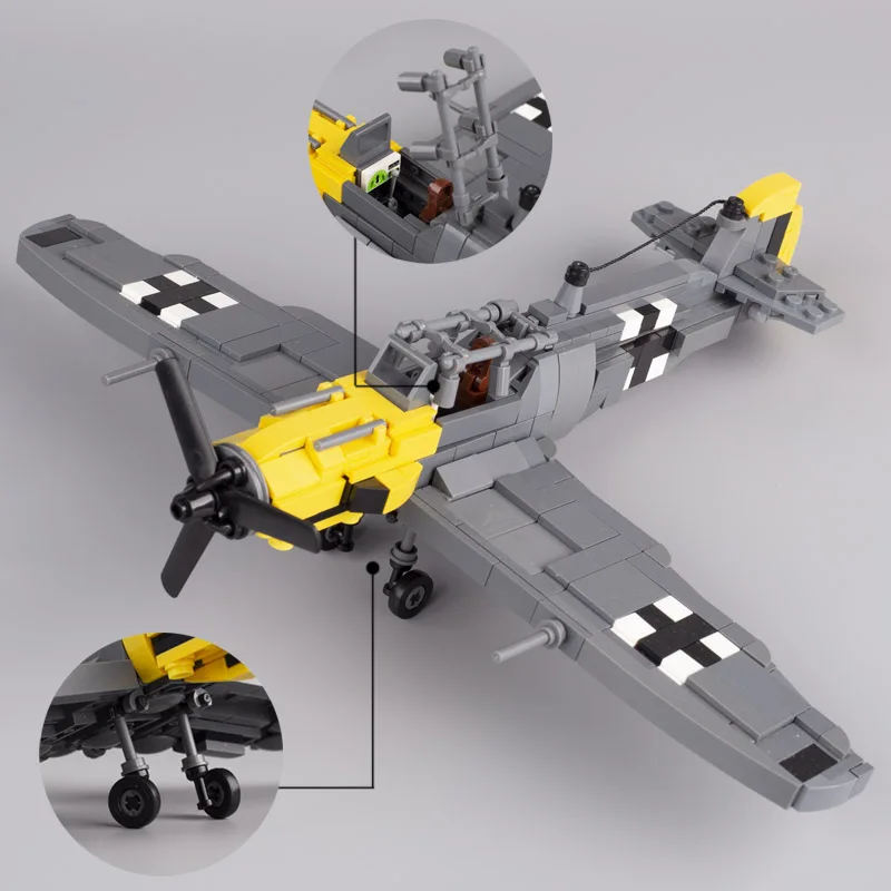 Militaire WW2 Wapens Duitse Soldaten BF-109 Gevechtsvliegtuigen Luchtmacht Vliegtuig Model Building Bricks Educatief Speelgoed Voor Kinderen