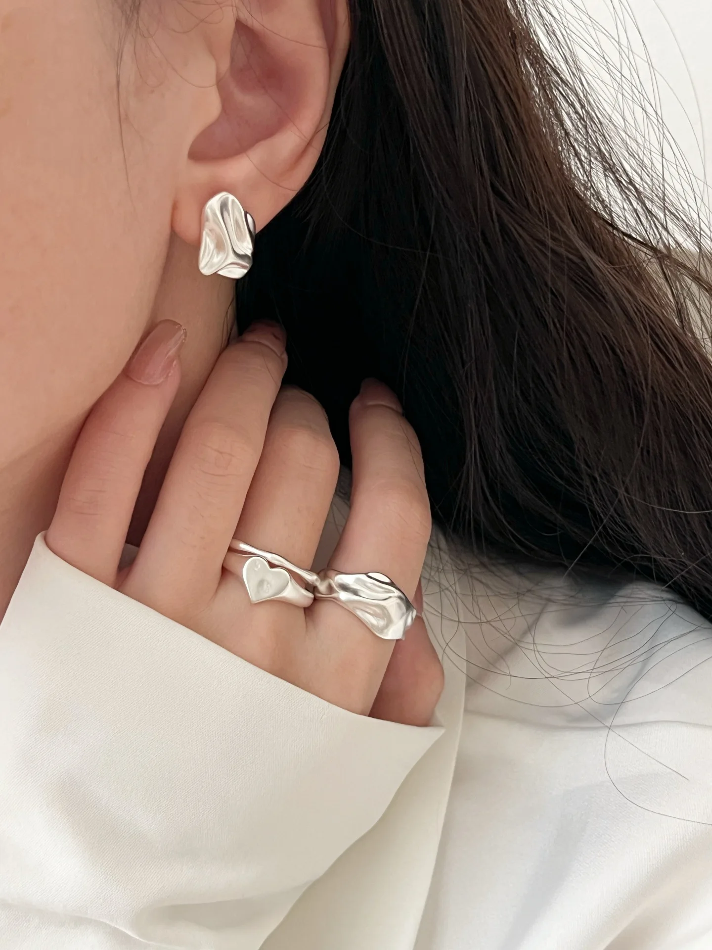 925 Sterling Silber Unregelmäßige Bolzen Ohrring für Frauen Vintage Geknitterte Zuckerguss Punk Rock Schmuck Party Geschenk Dropshipping – Detail 20