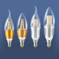 LED Bulb Candle E14 E27 5W 7W 9W 12W Silver Golden Aluminum light AC 220V Lamp Cool Warm White Lampada Bombillas Lumiere Lamp