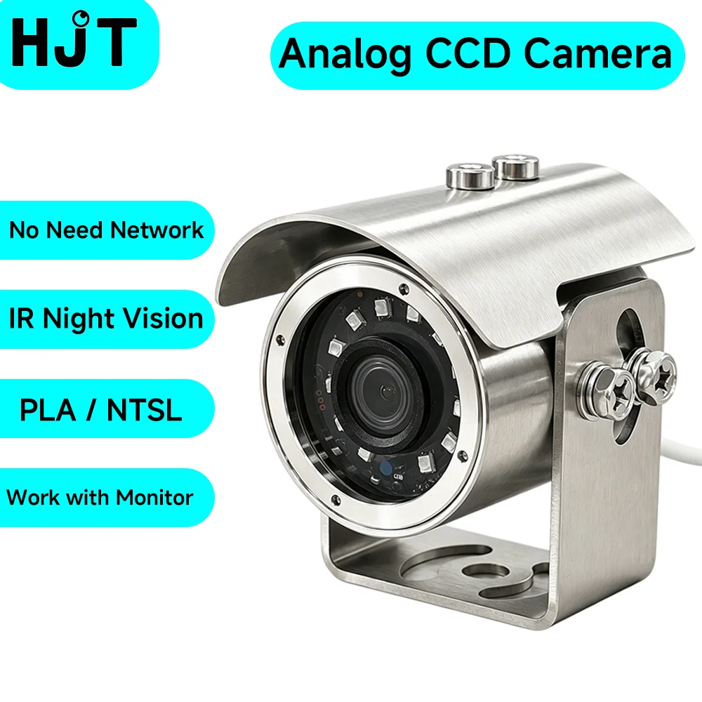 Камера видеонаблюдения HJT HD CCD аналоговая, из нержавеющей стали 304, взрывозащищенная, с ИК ночным видением, термостойкая, уличная, IP66, водонепроницаемая