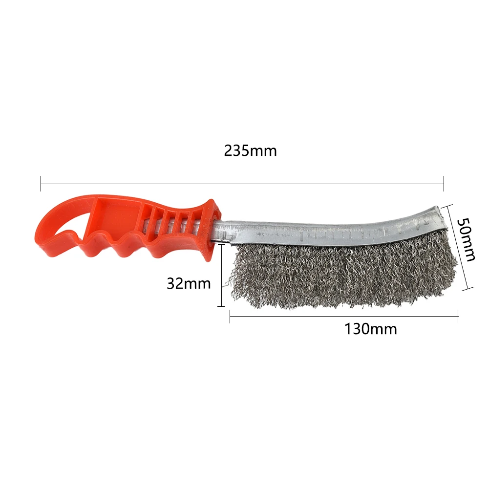 Cepillo de soldadura, limpieza de taller de alambre para costura de óxido manual, herramientas de acero inoxidable, eliminación de rojo + plata, práctico y útil