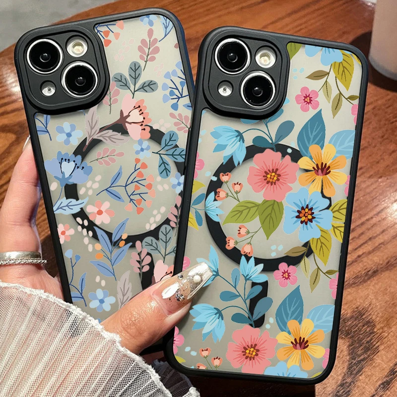 Butterfly Clear Phone Case For iPhone 14 15 13 12 Pro Max 11 Magnetic For Magsafe Wireless Charging Shockproof TPU Matte Cover