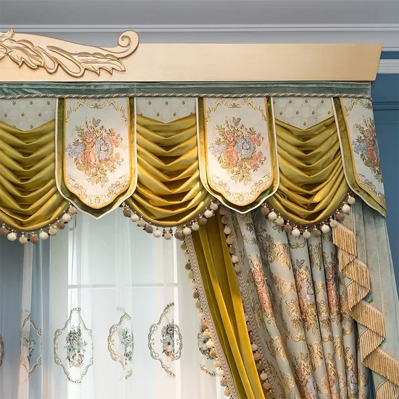 Curtains For Living Room Bedroom Splicing Thick Villa Customized Products Valance Home Decoration European Emb