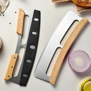 14 Polegada Large Pizza Cuttor Schuld Holz Fistor Pizzaschneider Edelstahlschneider kreisförmiger Friseur Kochwerkzeug Kochwerkzeug 10 Hauptverkaufsmesser 14 Zoll - №1