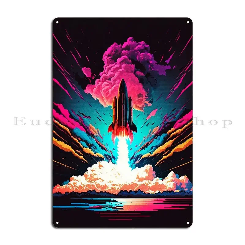 Colorful Rocket Metal Sign Plaques Club Iron Decoration Rusty Tin Sign Poster