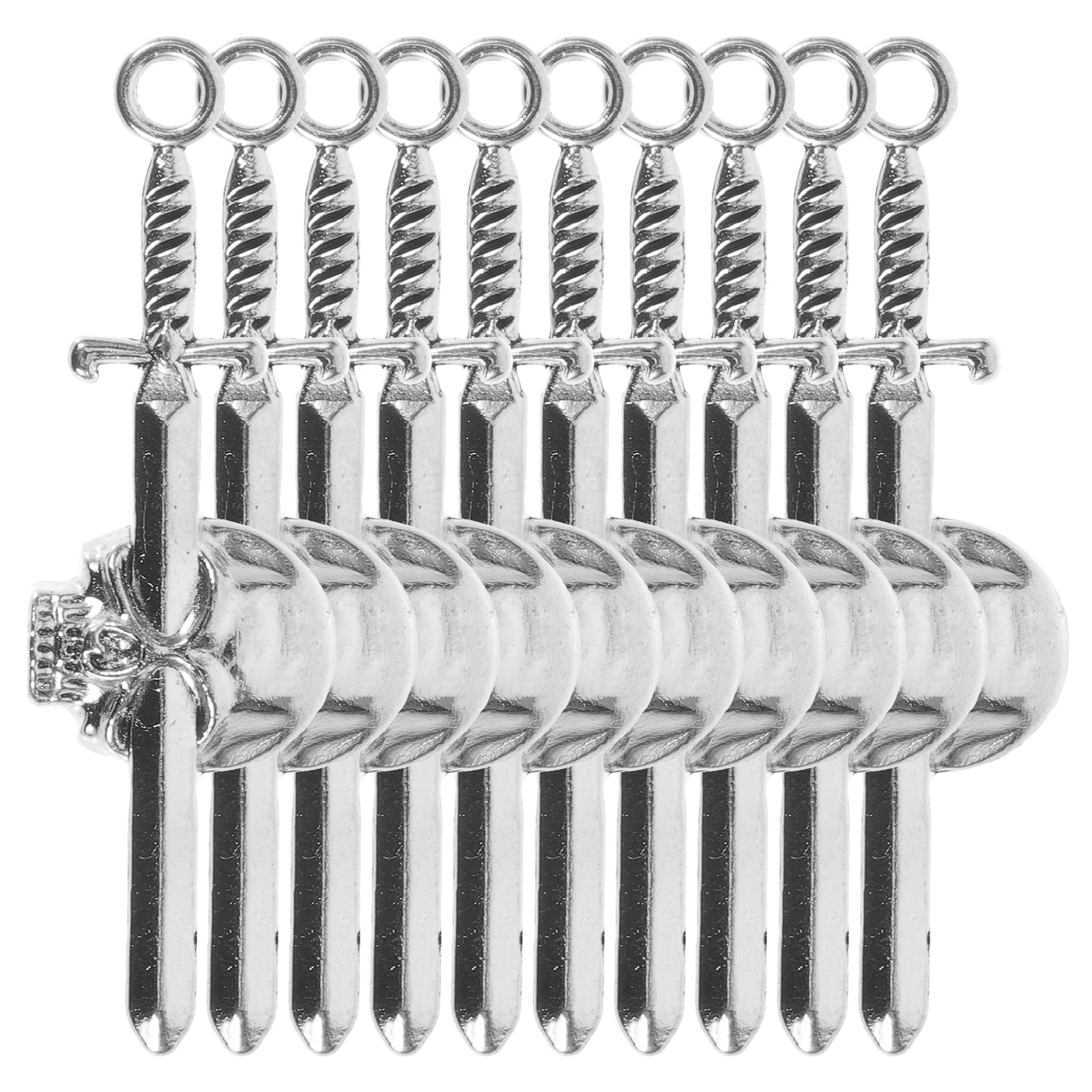 

10 Pcs Pendant Halloween Charm Metal Necklace Swords Charm Bracelet Earrings Crafts Unique Jewelry Charms