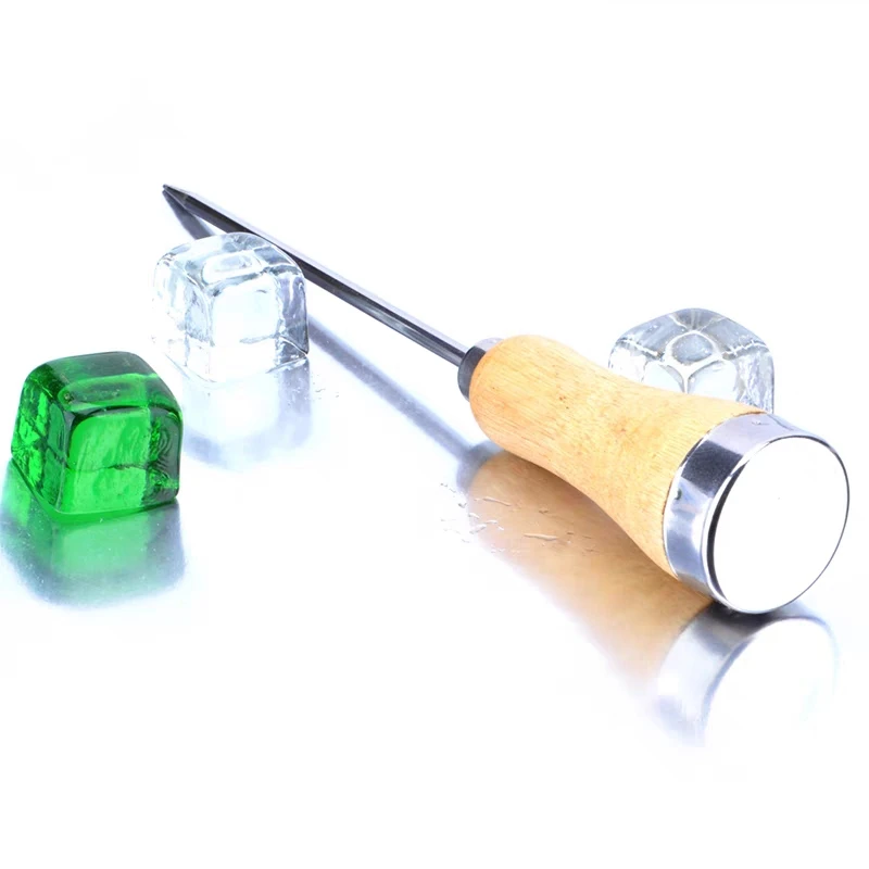 

1Pcs Stainless Steel Ice Pick With Wooden Handle Cocktail Ice Crusher Metal Pick Bar Chisel Household Kitchen Bar Tools