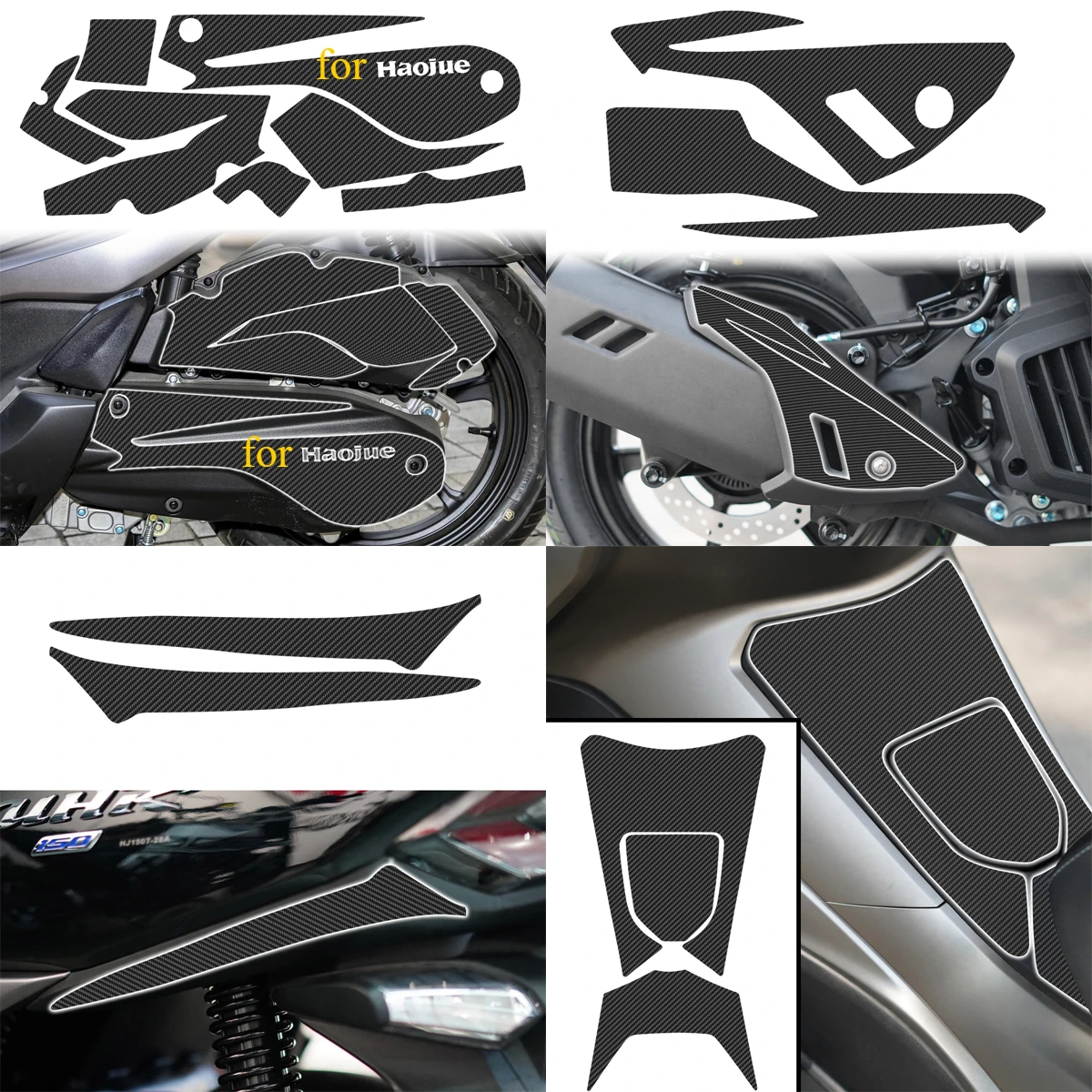 Para Haojie UHR150 pegatina protectora de fibra de carbono para motocicleta accesorios de calcomanías duraderos e impermeables