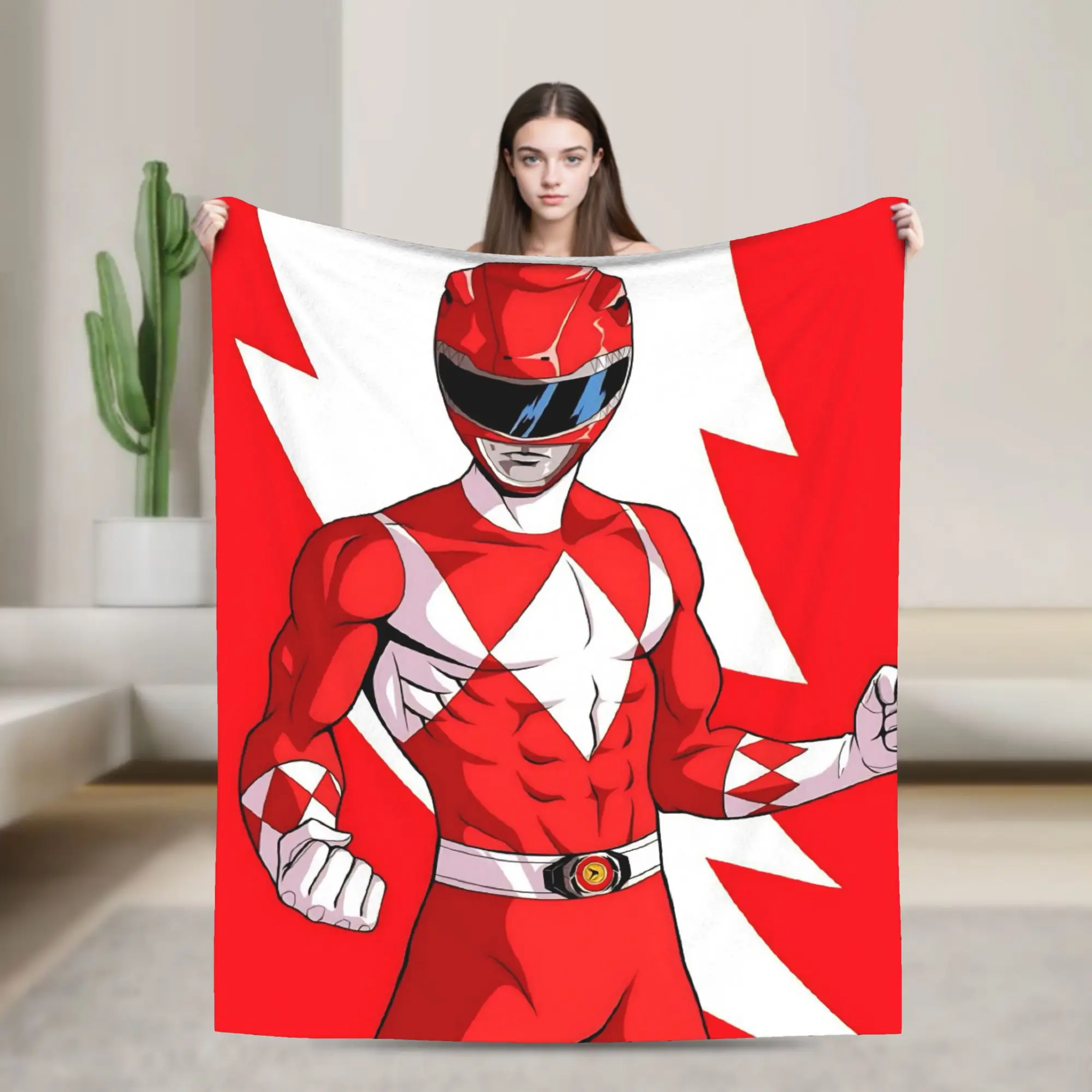Red Ranger Blanket Power R-Ranger Plush Awesome Breathable Throw Blankets for Chair Covering Sofa All Season