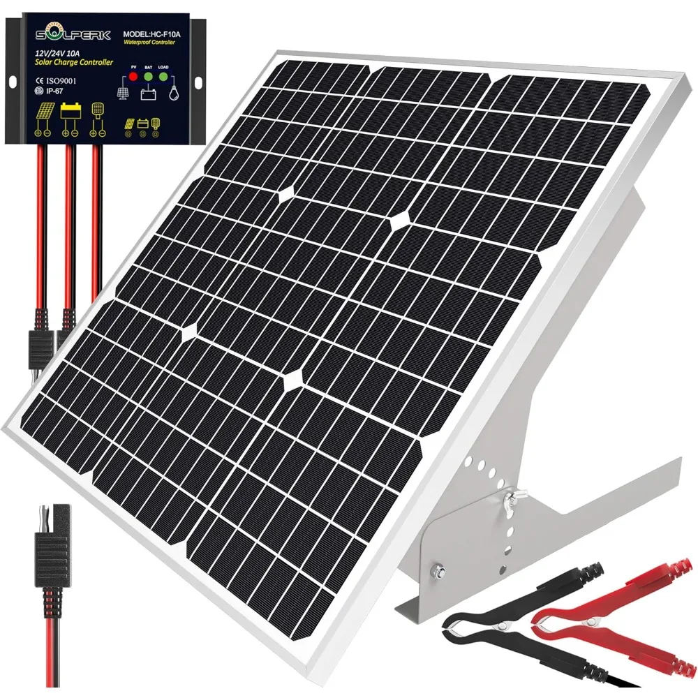 

SOLPERK 50W/12V Solar Panel Kit, Solar Battery Trickle Charger Maintainer + Waterproof Controller + Adjustable Mount Bracket