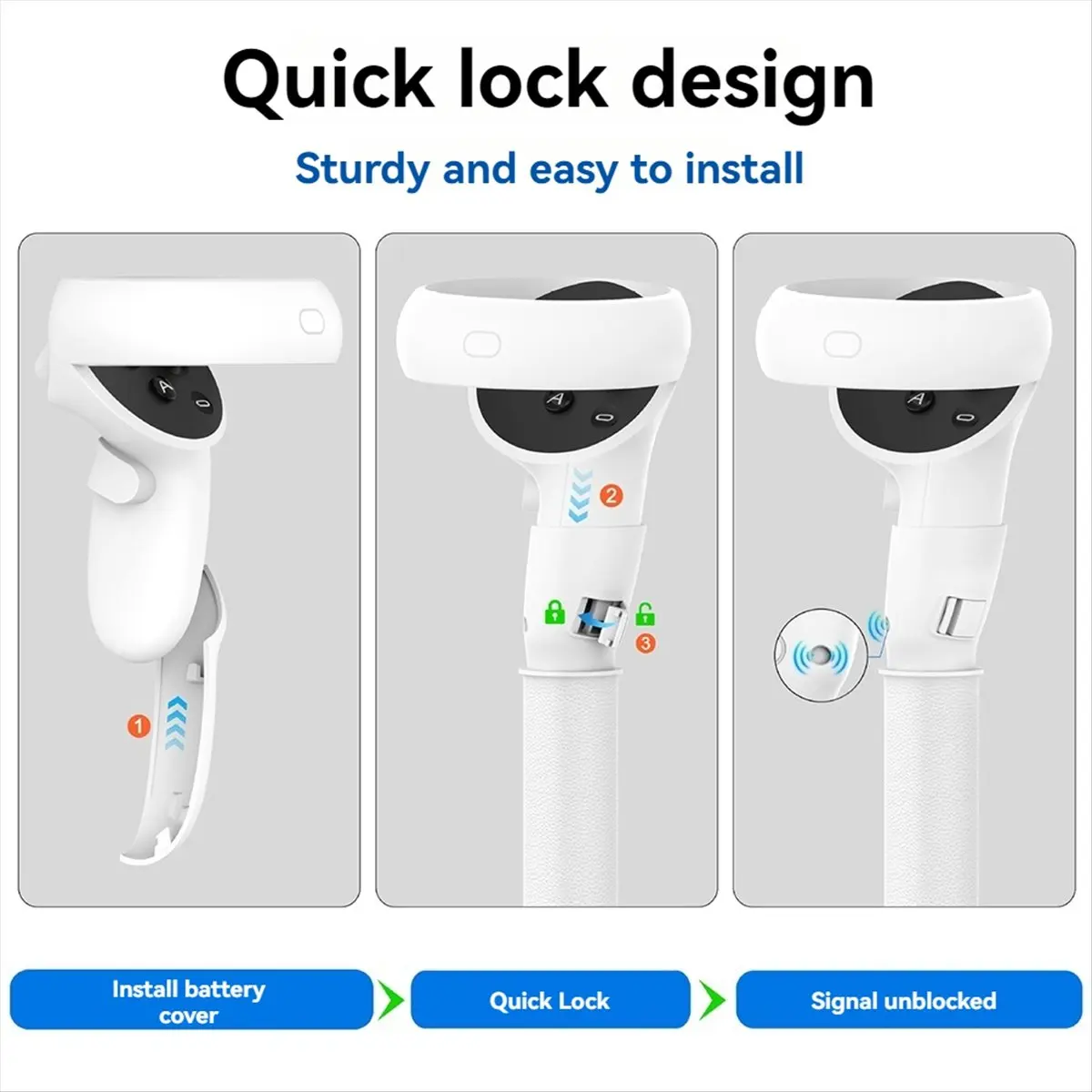 

VR Controller Adapter for Meta Quest 2 Handle Grips Extensions Long Arms for Quest 2 VR Golf Accessories Black