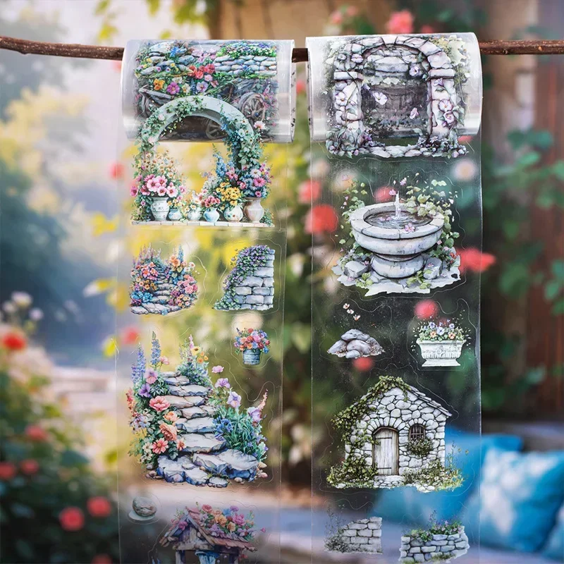 1 ม้วนกาวสวนการจับคู่ Backing สมุดภาพภูมิทัศน์สัตว์เลี้ยงเทปหินภูมิทัศน์คู่มือสติกเกอร์รัด 60mm * 2m