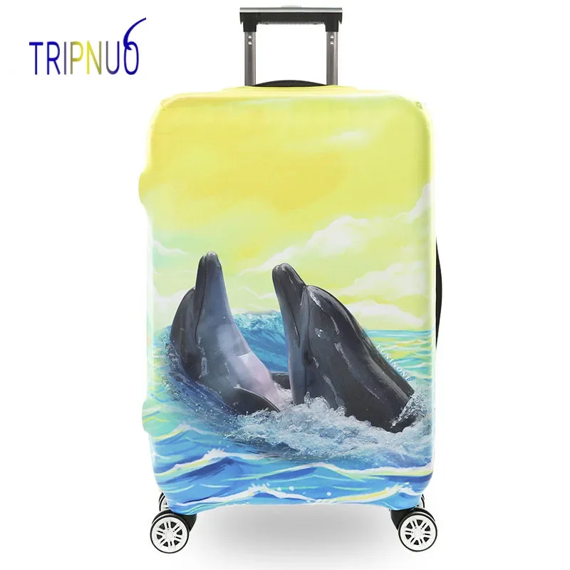 TRIPNUO Dolphin Thickest Elastic Luggage Cover Zipper Suit For 18-32 inch Trunk Case Travel Suitcase Protective Covers Bags