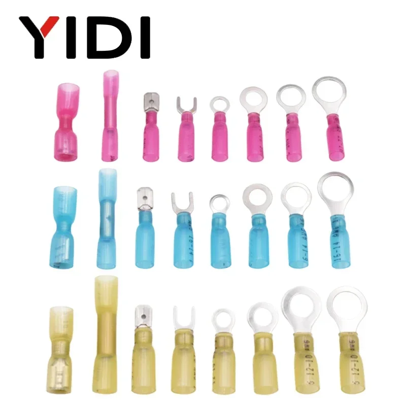 

100/270pcs Waterproof Heat Shrink Electrical Cable Wire Crimp Sleeves Splice Ring Fork Y Terminals Set Insulated Connectors Kit