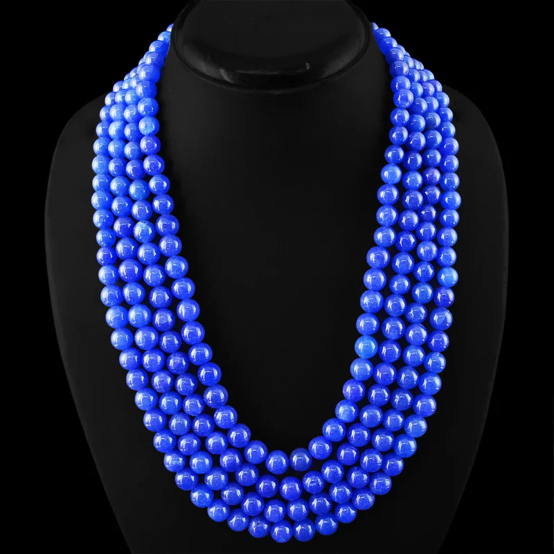 BEST QUALITY 990.00 CTS EARTH MINED ENHANCED SAPPHIRE ROUND BEADS NECKLACE (RS)