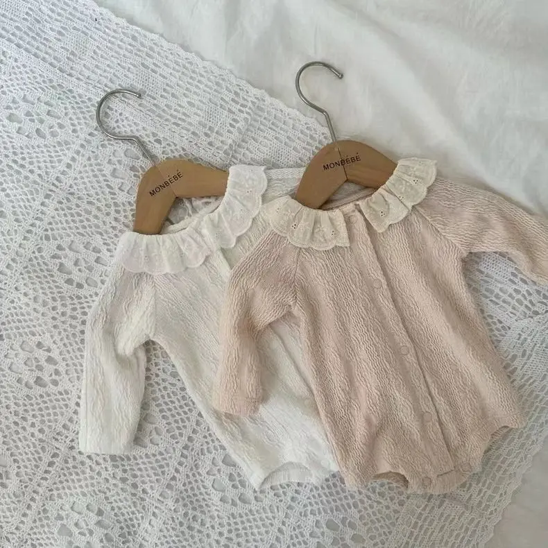 

Baby Clothing Romper Korean Style Round Collar Long Sleeve Solid Color All Match Casual Simple Fashion Spring and Autumn Romper