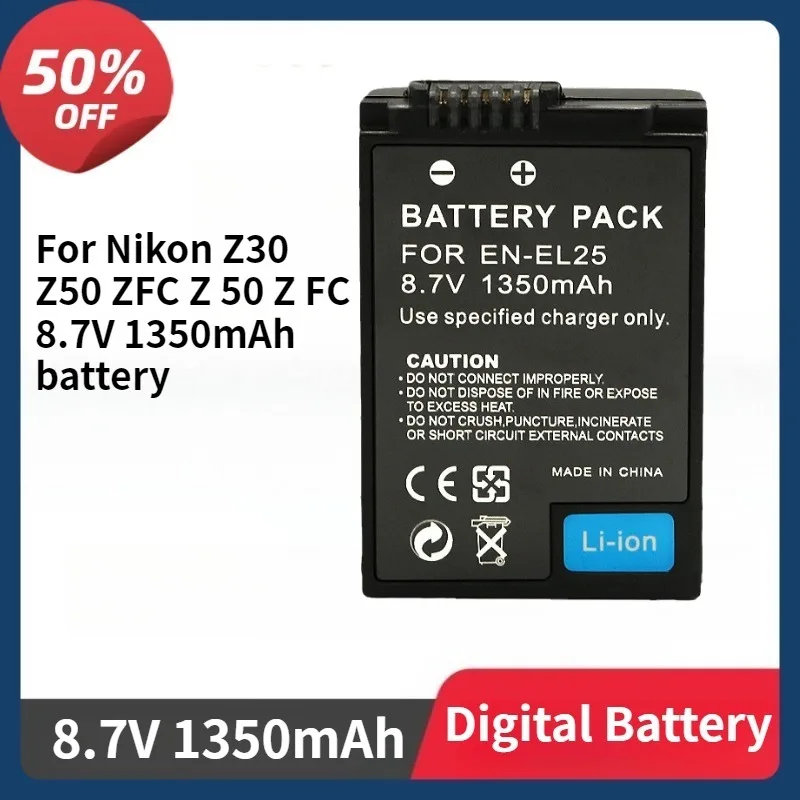 

EN EL25 EN-EL25 ENEL25 Camera Battery for Nikon Z30 Z50 ZFC Z 50 Z FC 8.7V 1350mAh Rechargeable Battery