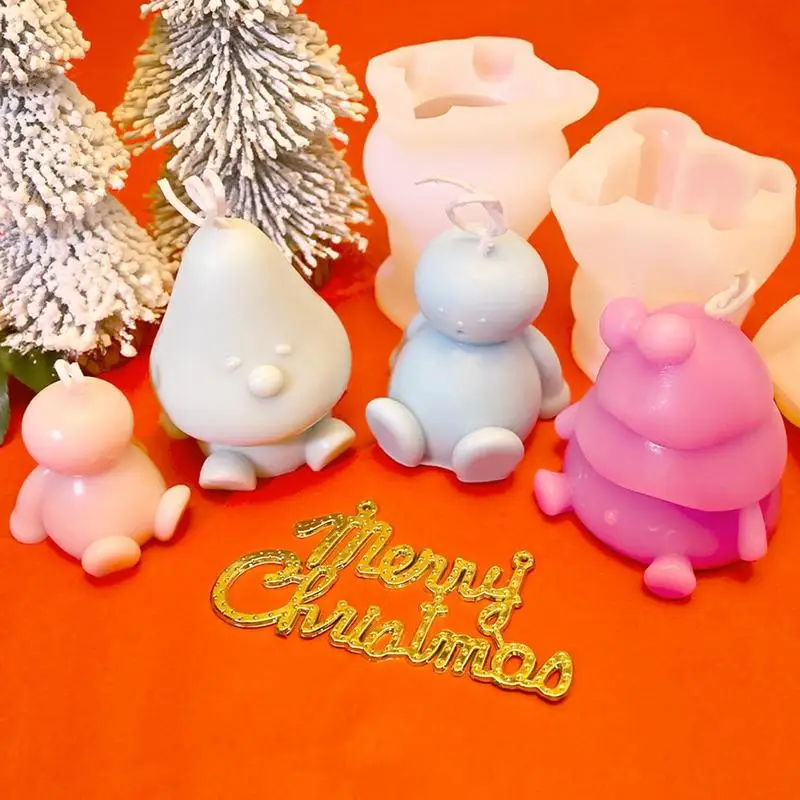 Christmas Silicone Candle Molds Cartoon Christmas Silicone Candle Mold Cartoon Shape Casting Art Crafts For Making Candle Soap