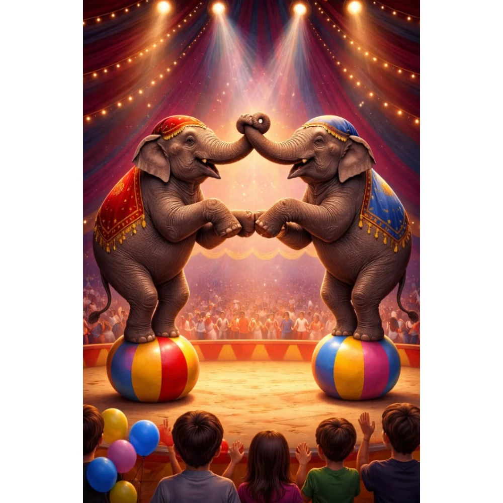 

Circus Elephant Show Animals 500/1000/1200/2000 PCS Jigsaw Puzzles Family Activity Games for Bedroom Gameroom Home Decor Gift