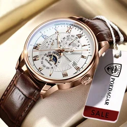 POEDAGAR Brand Mens Watches Luxury Top Business Waterproof Luminous Quartz Wristwatch Sport Leather Strap Date Clock Reloj Hombr