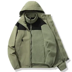 2024 Autumn New Jacket 3-in-1 Windproof Trendy Casual Outdoor Couple's Hooded Hooded Windbreaker Coat Warm and Thick Men Jacket