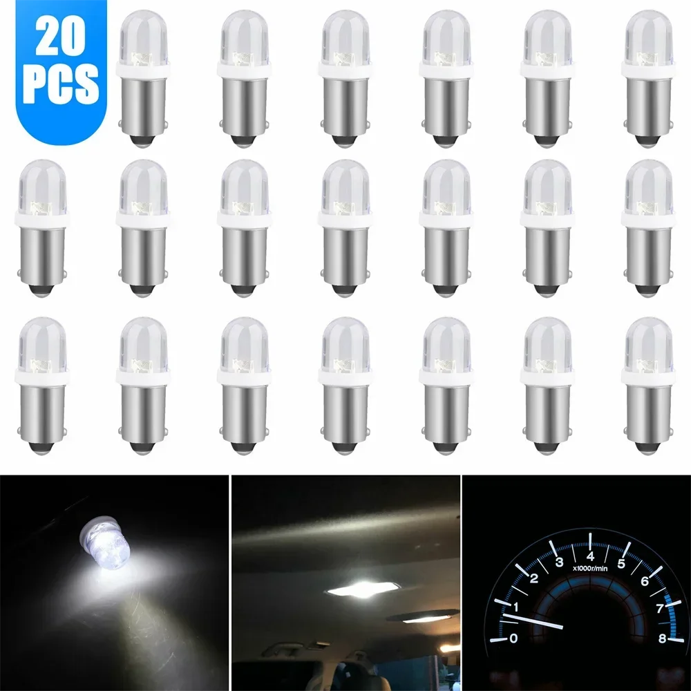 20Pcs BA9S 1815 1895 White LED Interior Instrument Panel Gauge Dash Light Bulbs