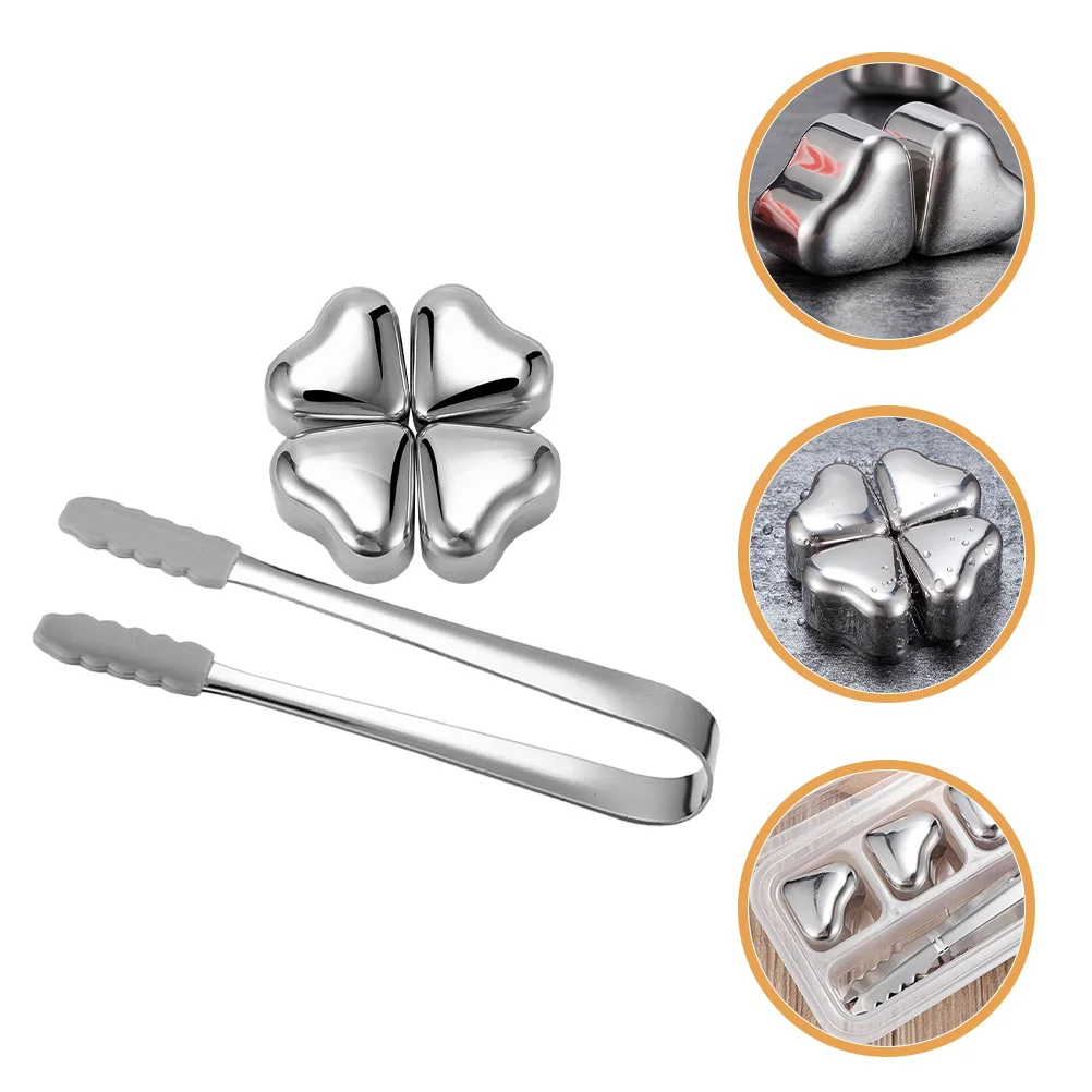 

1Set Reusable Stainless Steel Heart Ice Cubes Whiskey Stones Small Steel Drink Stones Gift for Whisky Lovers