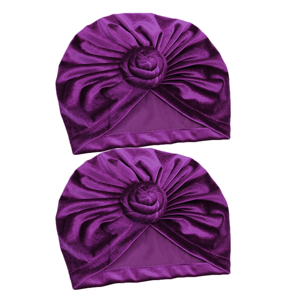 

2pcs African Turban Hats For Women Elastic Head Wraps Soft Turban Hat Bohemian Style Headwear Natural Hair