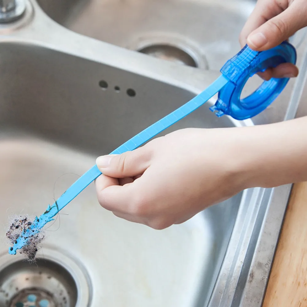 Durable Blue Drain Hair Remover ABS Thickness 1.5cm Drain Snake Auger Drain Opener Device For Bathroom Drains