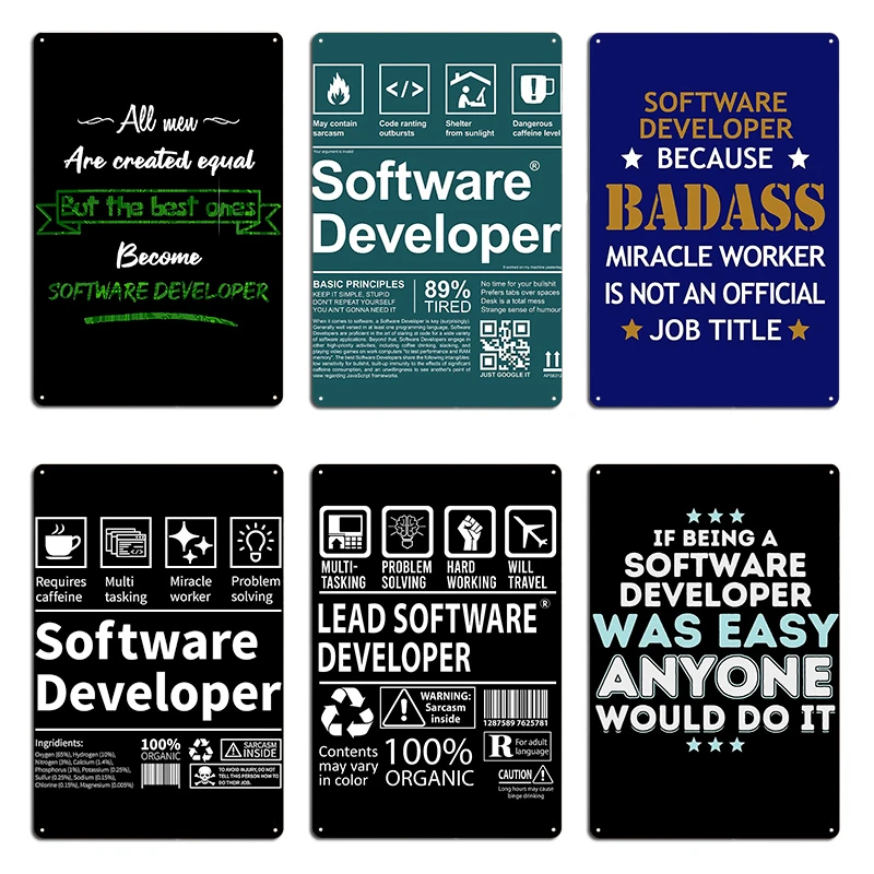 Software Development Poster Metal Plaque Wall Pub Cinema Funny Wall Decor Software Development Tin Sign Poster