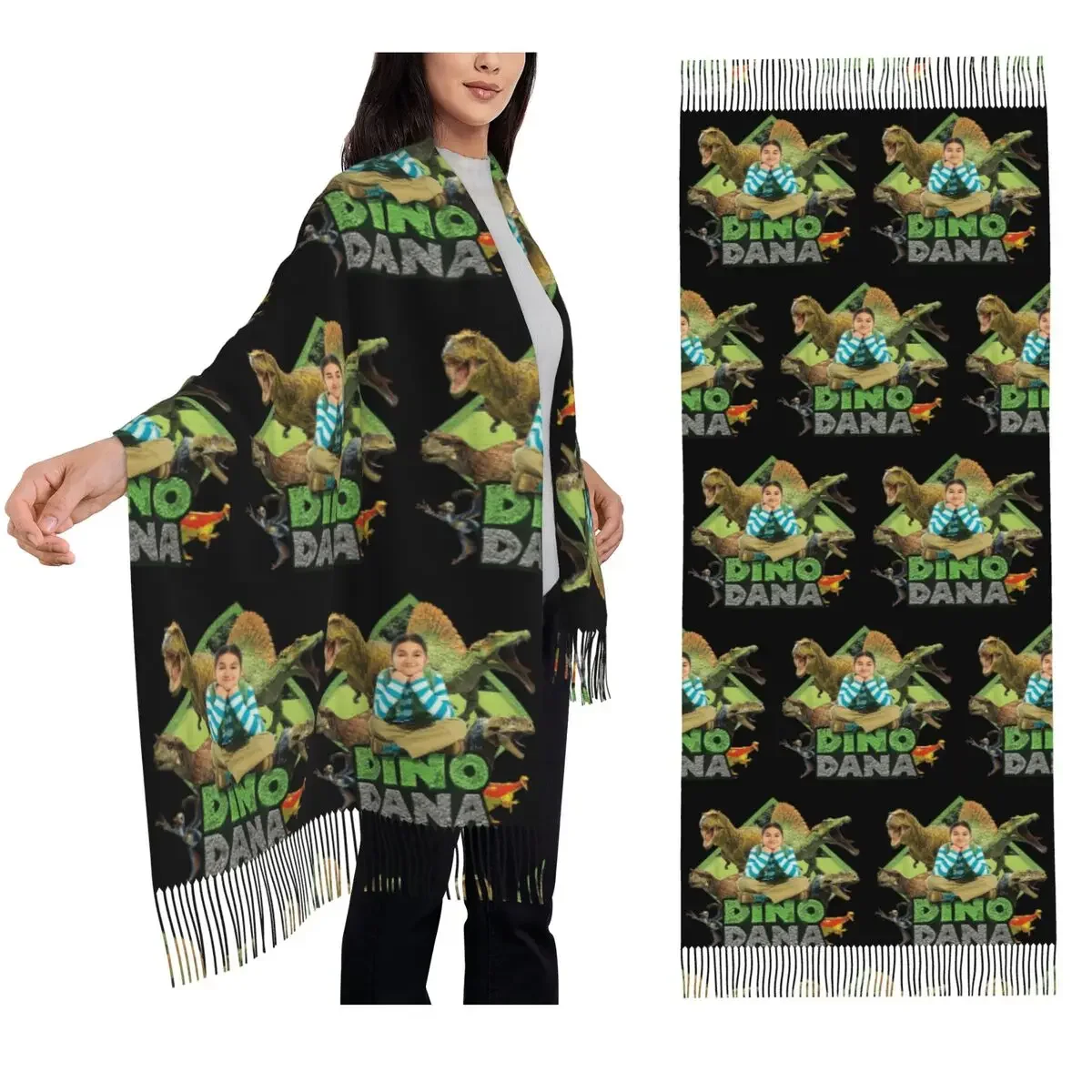 Dino Dana настоящий шарф с кисточками, шарфы для женщин, мягкие теплые шали и накидки, большая осенне-зимняя шаль