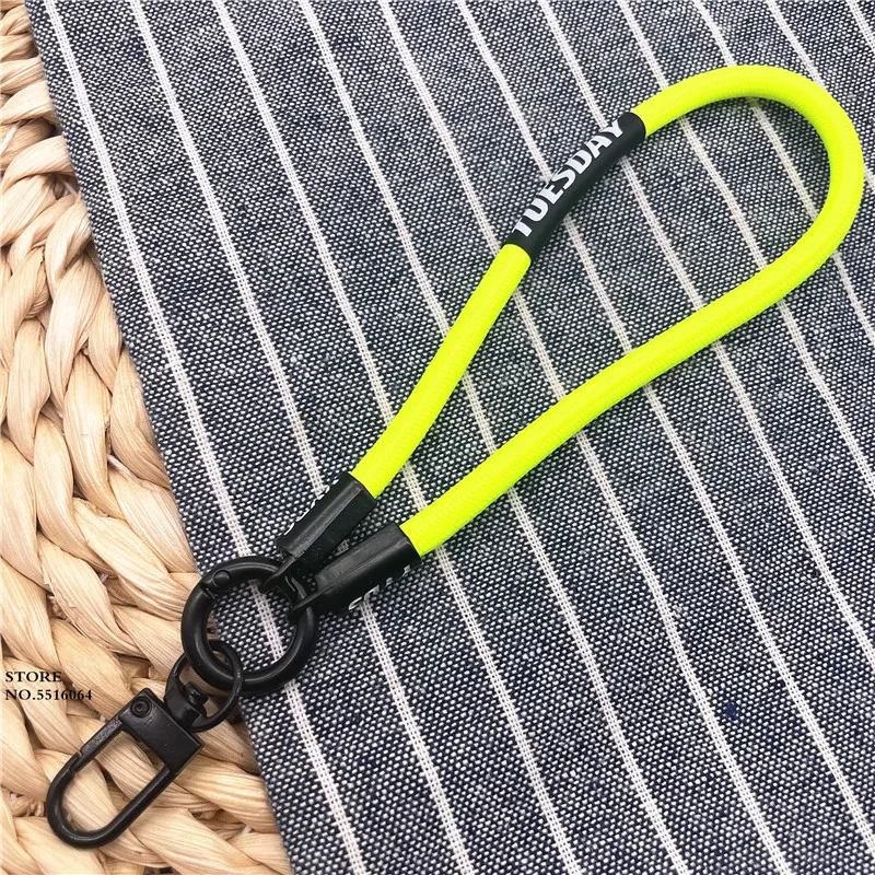 Fluorescent Color Key Chain Metal Clip Buckle Keychains Cell Phone Strap Anti-lost Lanyard Hanging Cord Wrist Strap For Keys