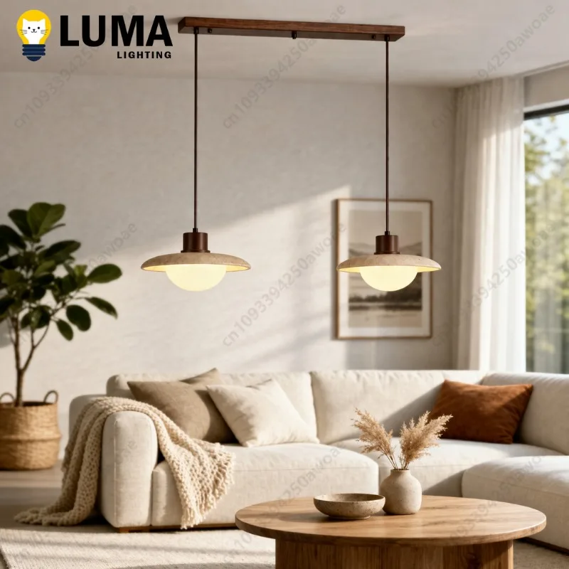 Natural Travertine Pendant Light Kitchen Island Dining Table Lamp Japandi Wabi Sabi Stone Hanging Light LED E27 Ceiling Fixture