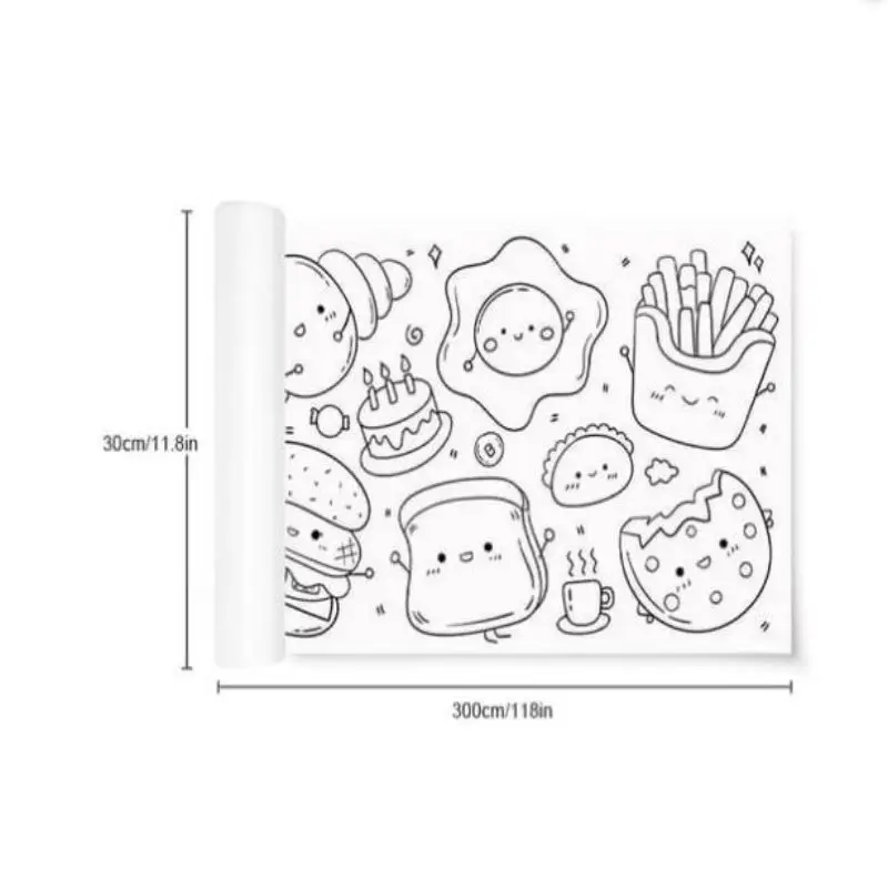 Children's Drawing Roll DIY Handmade Paper-cut Cartoon Color Filling Sticker Wall Paper Coloring Paper Roll Graffiti Scroll