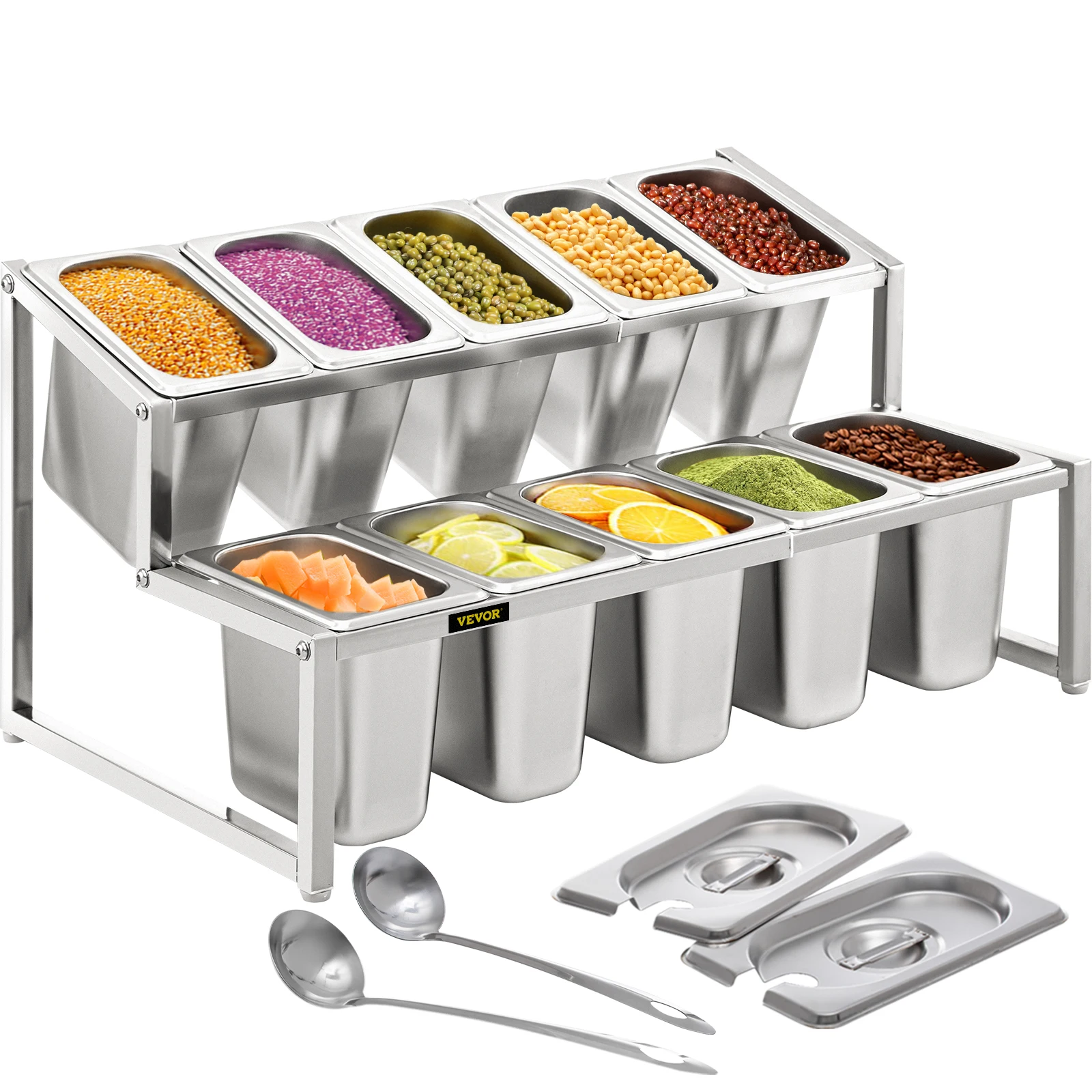 VEVOR Expandable Spice Rack Adjustable Stainless Steel Organizer Shelf with Holder for Sauce Ingredients Fruits for Kitchen