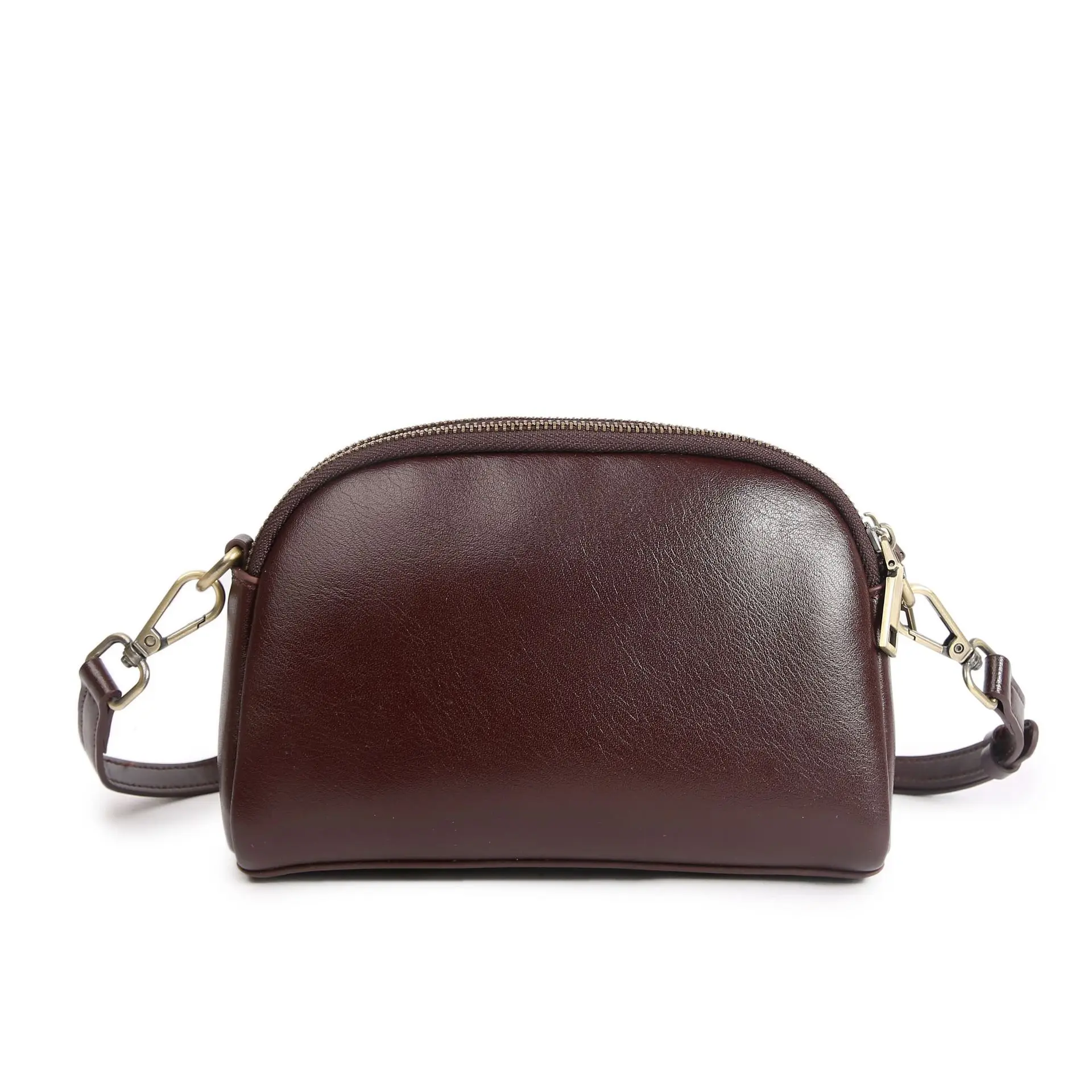 حقيبة نسائية صغيرة من جلد البقر المدبوغ بالخضراوات - تصميم بسيط وعملي صدفي، حقيبة كتف كروس خفيفة الوزن يوميًا