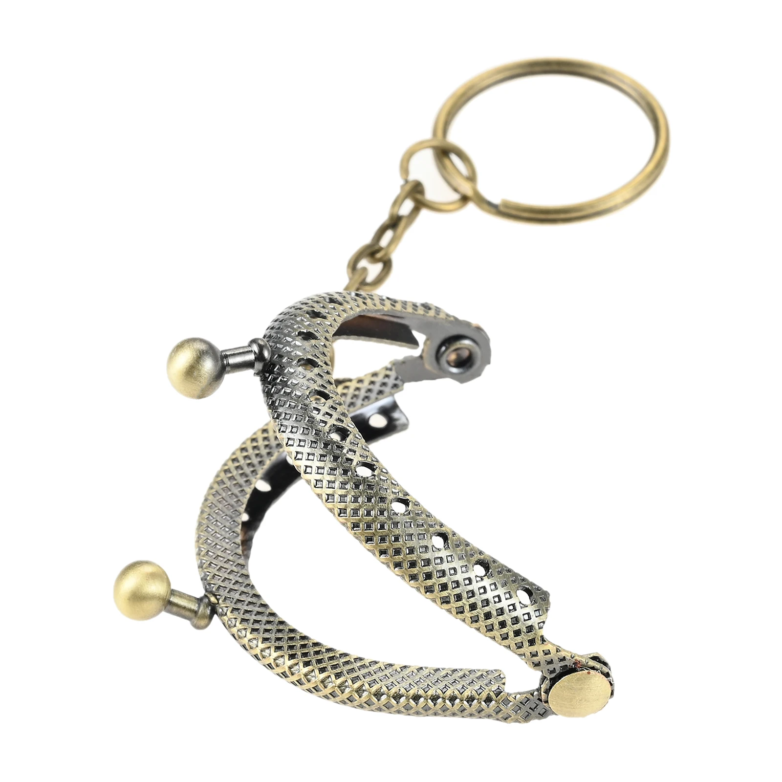 

10 Pcs Vintage Pattern Metal Purse Frame Kiss Clasp 5cm Purse Bag Kiss Clasps with Key Ring for DIY Craft Bag Sewing