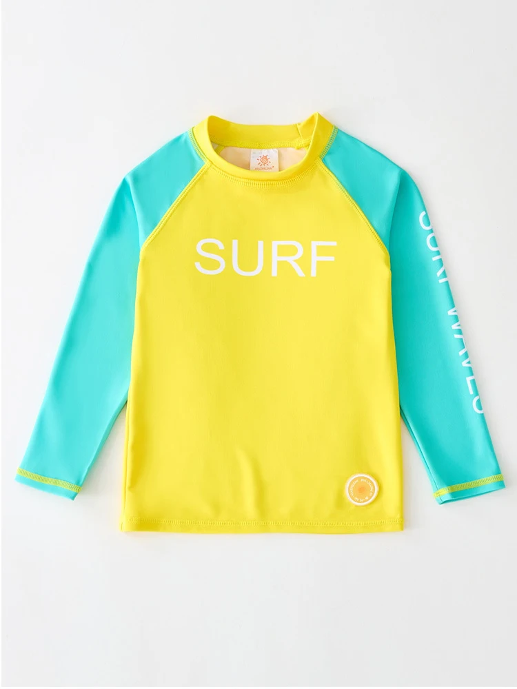 Schwimmen Rashguard Langarm Badeanzug für Mädchen Jungen UPF50 UV-Schutz Kinder Baden Strand Kinder Bademode Surfen Schwimmen T-shirt