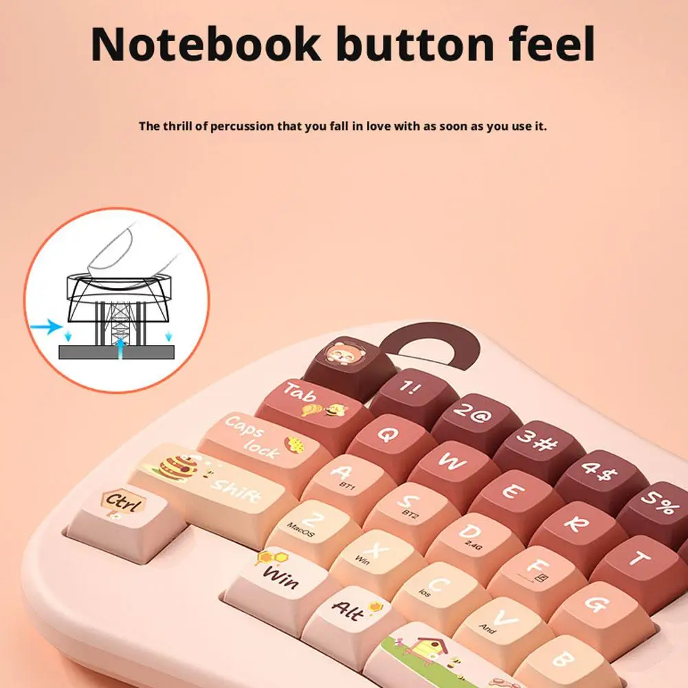 

Эргономичная Bluetooth5.0 + 2,4G с несколькими устройствами, разделенная клавиатура, 68 клавиш, колпачок с милым котом, беспроводная клавиатура для Win7/8/10/Android/Mac OS