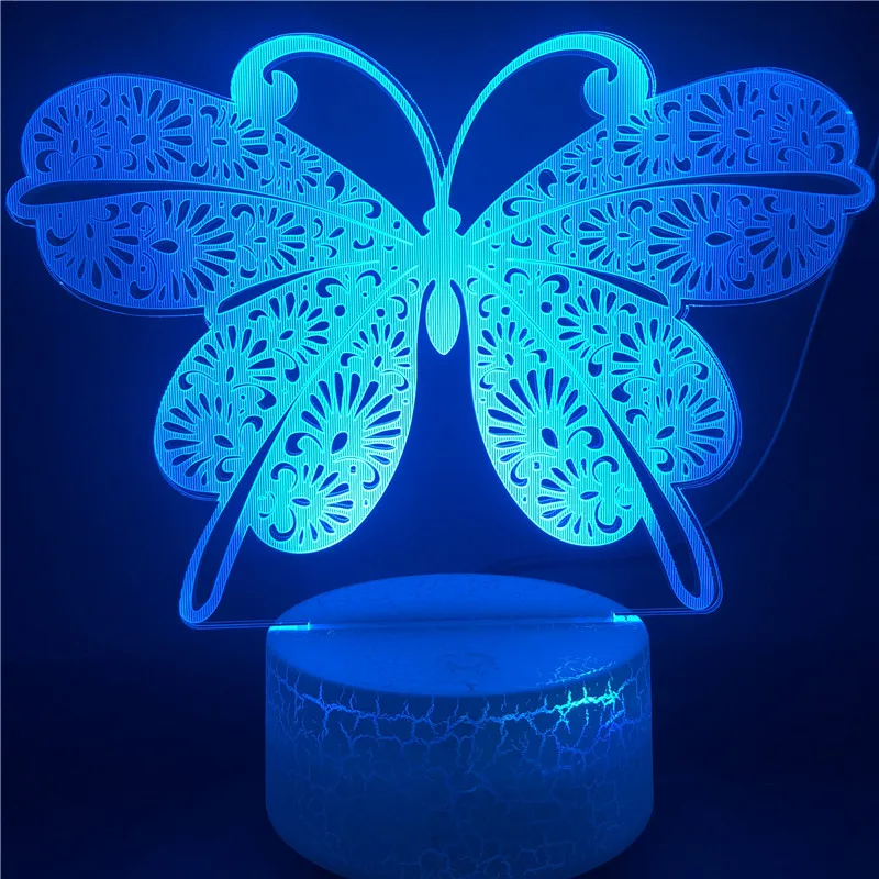 NIghdn lámpara de mariposa Led, luz de noche para decoración de habitación de niños, táctil, 7 colores cambiantes, USB, mesa, mesita de noche, regalo de cumpleaños y Navidad