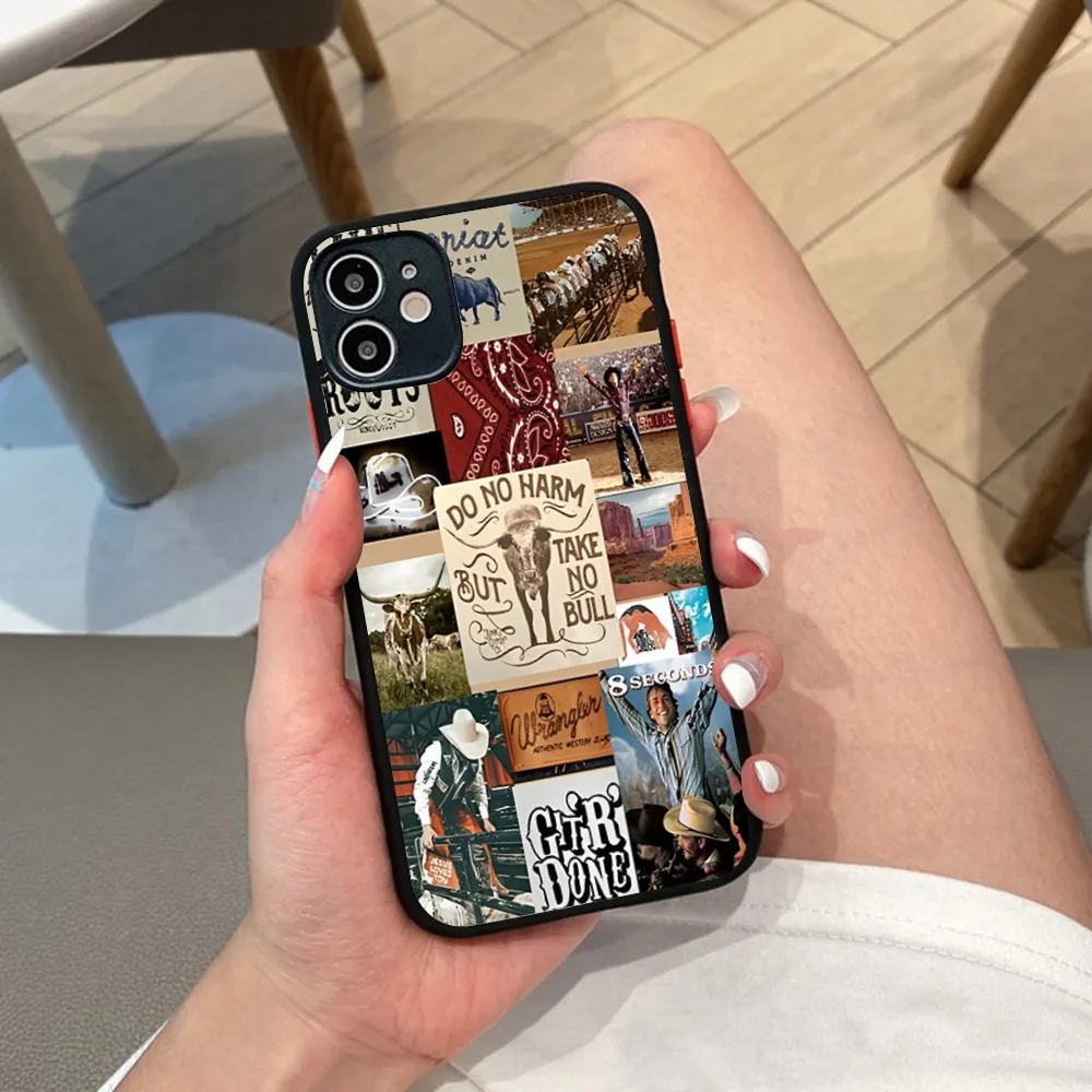 Cowboy Cowgirl Howdy Western Ranch Boho Phone Case For iPhone 14 X XR XS 7 8 Plus 11 12 13 pro MAX 13mini Matte Shockproof Case