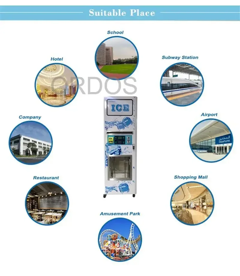 140kg Capacity Auto Bagging Touch Screen Outdoor Commercial ized Ice Cube Vending Machine Kiosk for Laboratory Sample