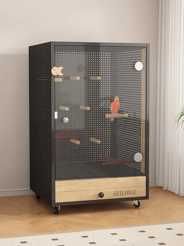 Factory Direct 2026 Bird cage Solid wood parrot cage Bird cage Adult cockatoo  Breeding ornamental DIY landscaping
