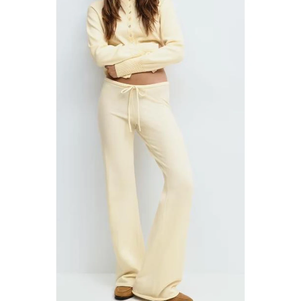 

Luxury Quality Soild Color Women's Knit Pants Set Long Sleeve Button Cardigan with Pants Sets