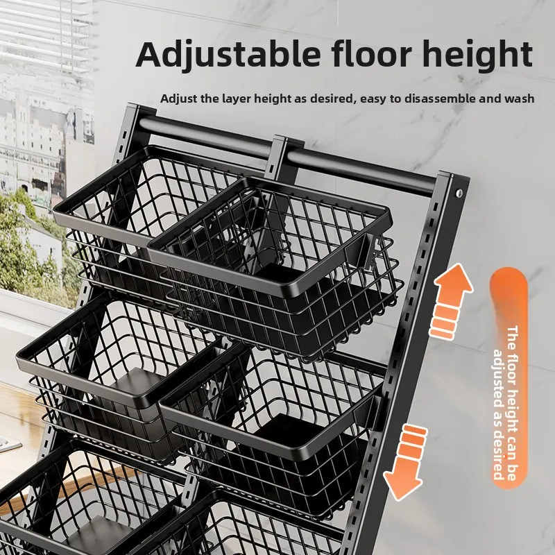 3/4 Tier Rolling Storage Rack with Metal Wire Baskets, Mobile Organizer Cart for Kitchen Living Room Bedroom Home Storage
