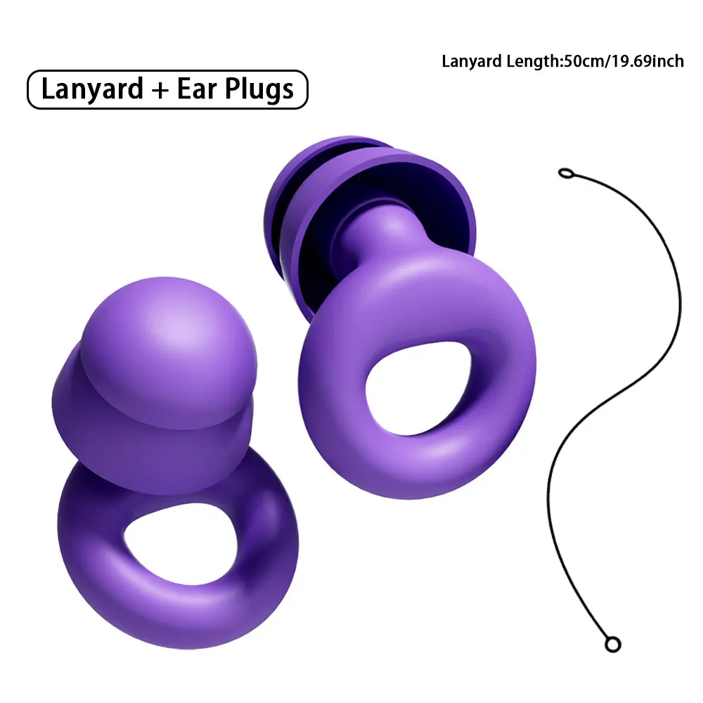 Double-Layer Silicone Earplugs with Lanyard High Fidelity Noise Reduction for Sleep And Swimming Earplug Set